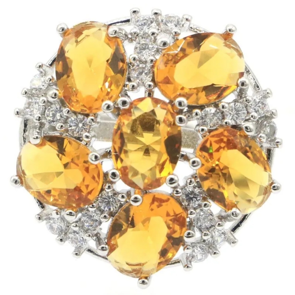 New  citrine cz sterling silver ring
